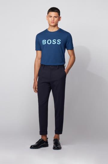 Koszulki BOSS Logo Ciemny Niebieskie Męskie (Pl05784)